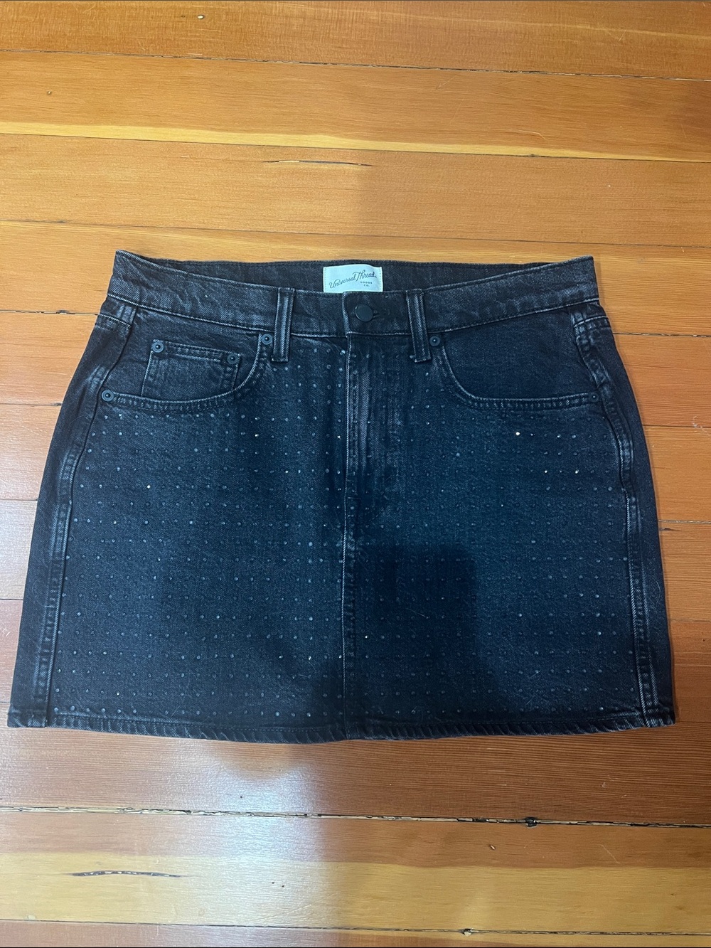 Universal Thread NWOT Black Studded Denim Mini Skirt size 8